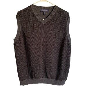 American Classics Black and Grey Sweater Vest Men's Large